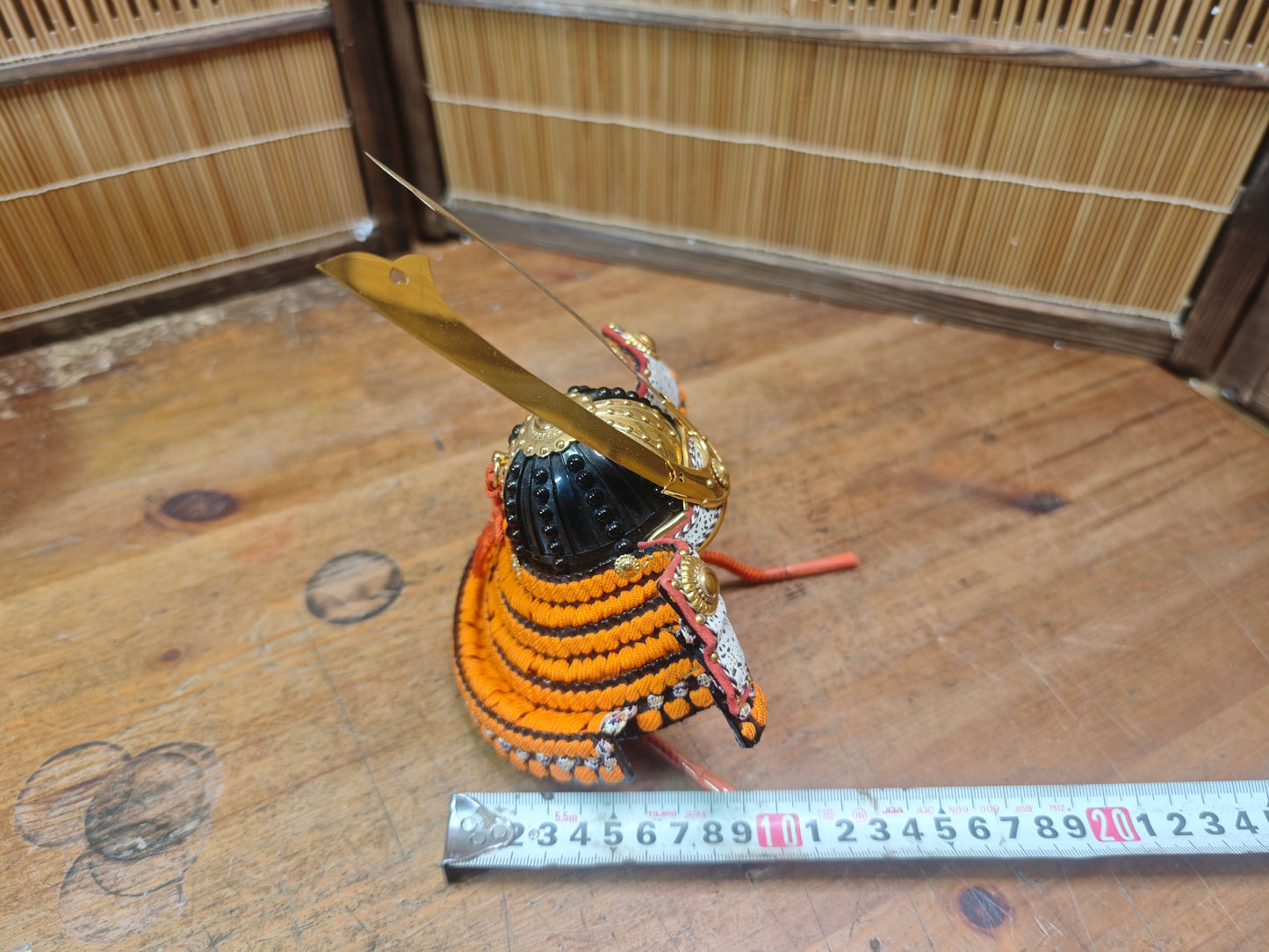Japanese Vintage 1980s Miniature Kabuto Samurai Helmet with Wooden Box