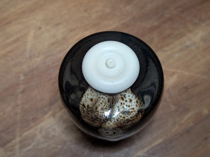 Vintage Japanese Pottery Tea Caddy Chaire Kimono Cover Wooden Box