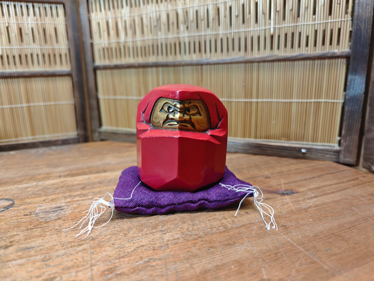 Japanese Vintage Stone Daruma Statue Lucky Charm With Box Japan