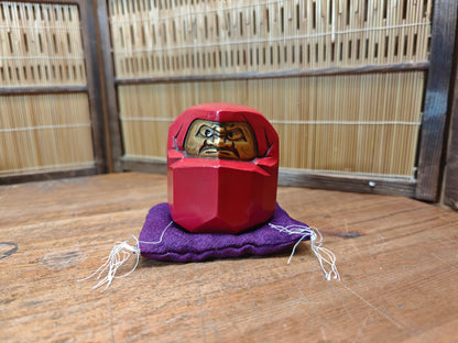 Japanese Vintage Stone Daruma Statue Lucky Charm With Box Japan