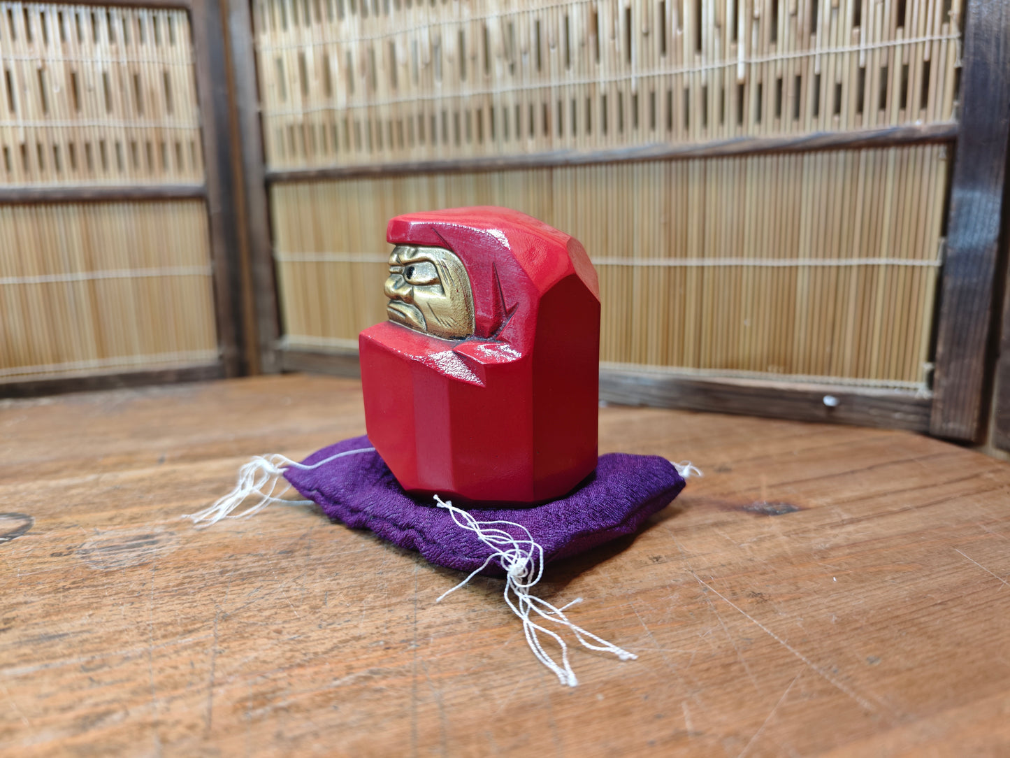 Japanese Vintage Stone Daruma Statue Lucky Charm With Box Japan