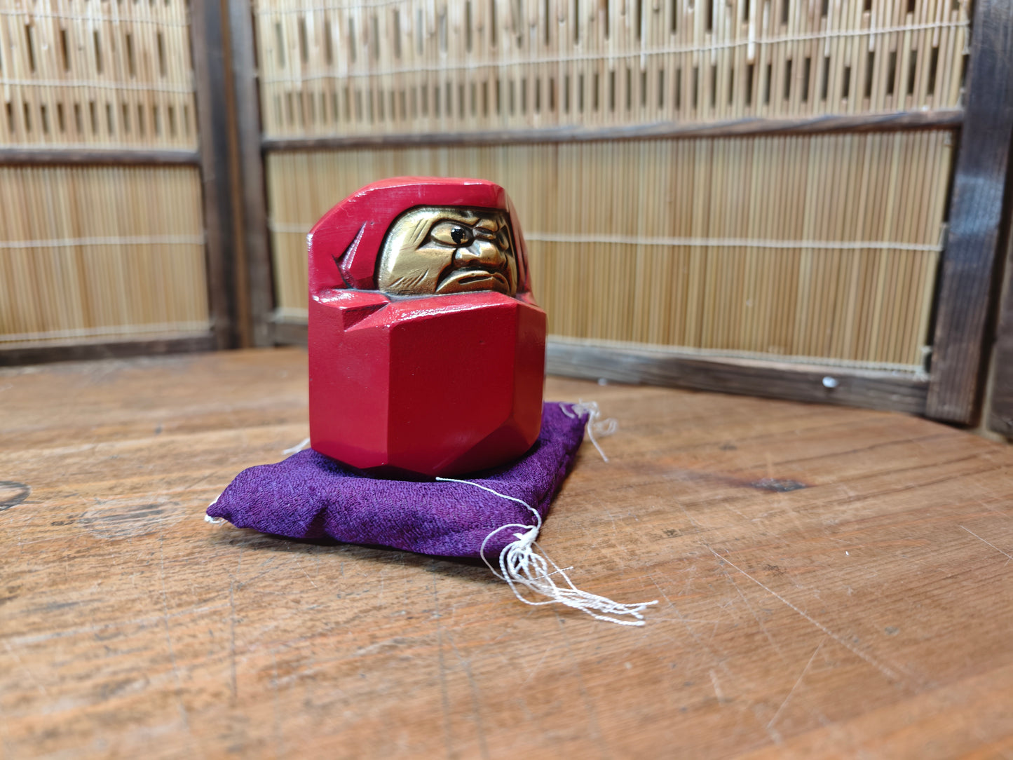 Japanese Vintage Stone Daruma Statue Lucky Charm With Box Japan
