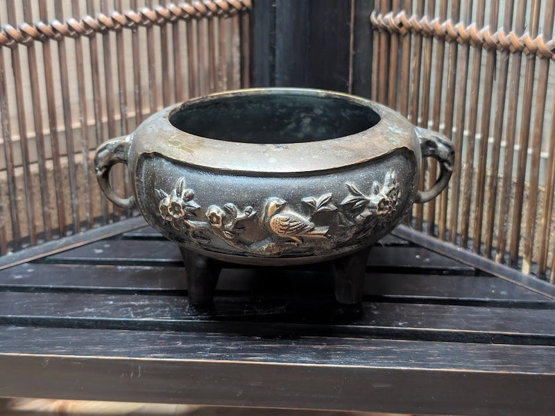 1960s Japanese Bronze Incense Burner Buddhist Altar Decor Rare Temple Piece
