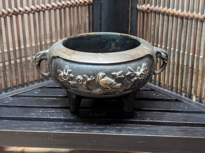 1960s Japanese Bronze Incense Burner Buddhist Altar Decor Rare Temple Piece
