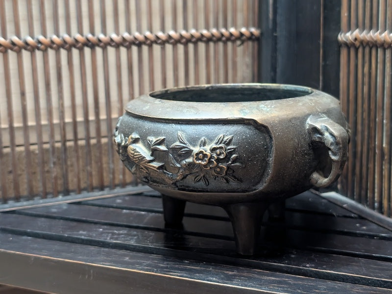 1960s Japanese Bronze Incense Burner Buddhist Altar Decor Rare Temple Piece