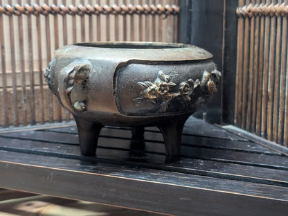 1960s Japanese Bronze Incense Burner Buddhist Altar Decor Rare Temple Piece
