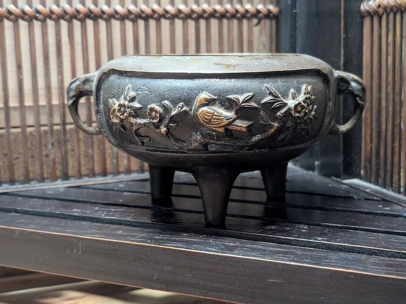 1960s Japanese Bronze Incense Burner Buddhist Altar Decor Rare Temple Piece