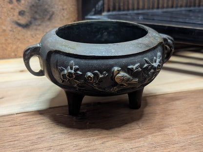 1960s Japanese Bronze Incense Burner Buddhist Altar Decor Rare Temple Piece