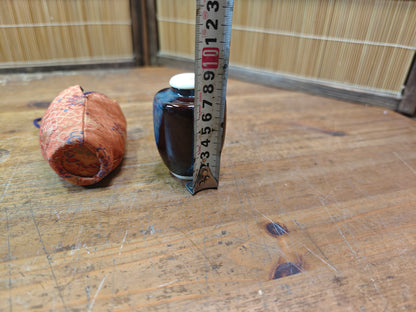 Authentic 1970s Japanese Chaire Tea Caddy w Silk Shifuku Showa Pottery