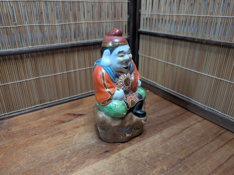 Vintage Japanese Ebisu Statue Kutani Ware God of Fishermen & Fortune