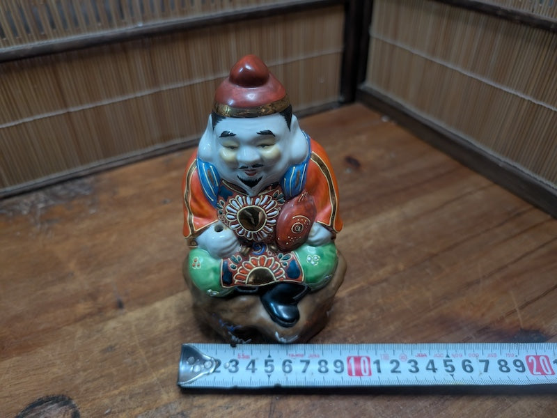 Vintage Japanese Ebisu Statue Kutani Ware God of Fishermen & Fortune