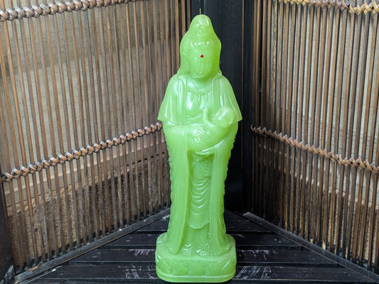 Japanese Vintage Green Buddha Statue 1983 Signed Zen Decor Auction JP