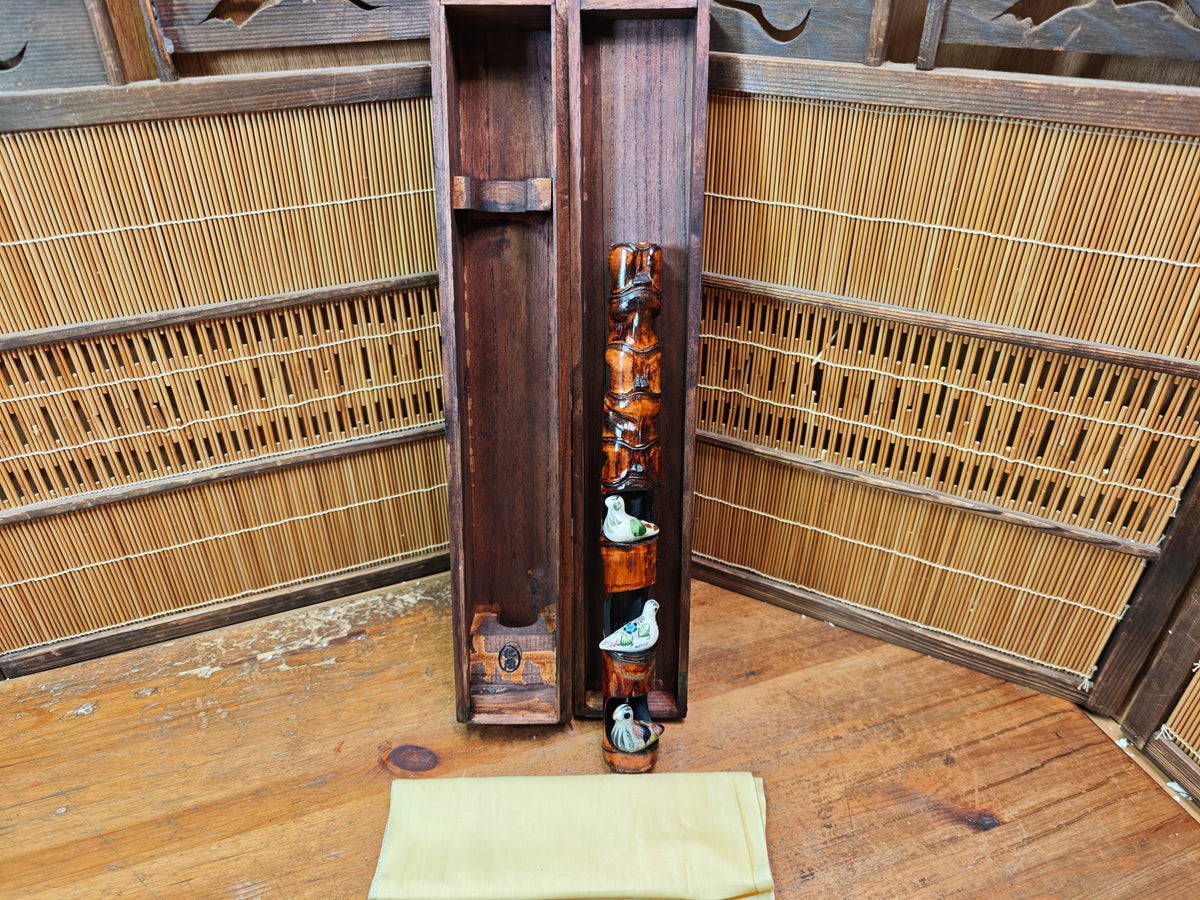 Japanese Vintage Hato Pigeon Bamboo Art | Handmade & Signed by Artist