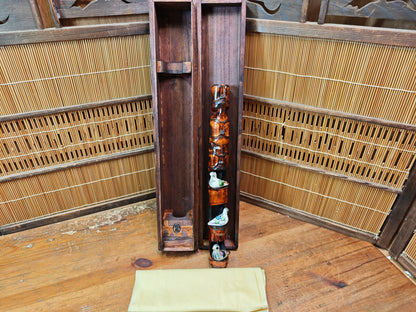 Japanese Vintage Hato Pigeon Bamboo Art | Handmade & Signed by Artist