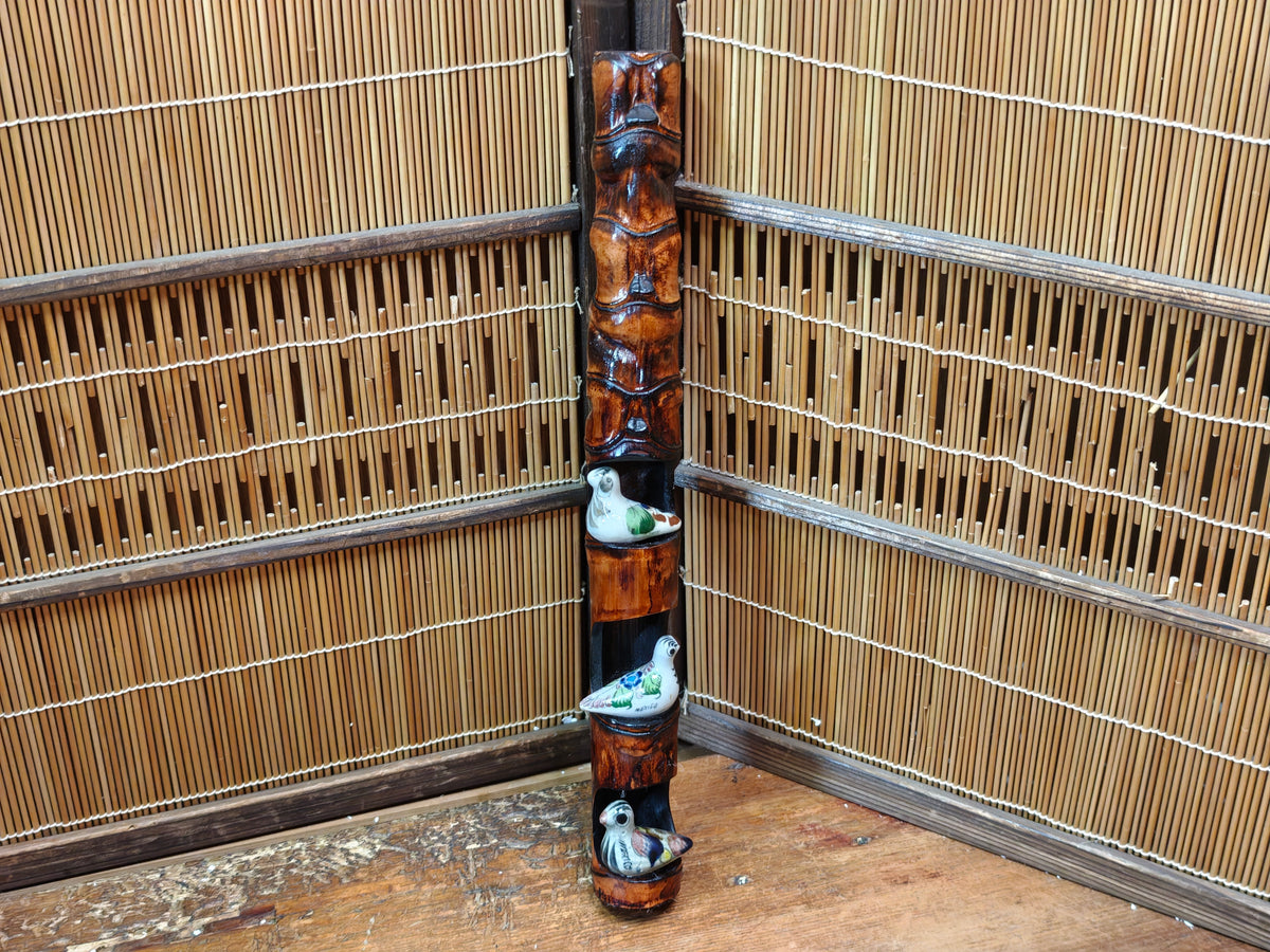 Japanese Vintage Hato Pigeon Bamboo Art | Handmade & Signed by Artist