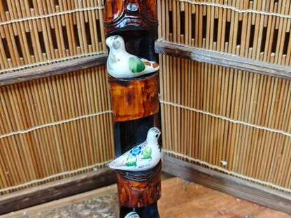 Japanese Vintage Hato Pigeon Bamboo Art | Handmade & Signed by Artist