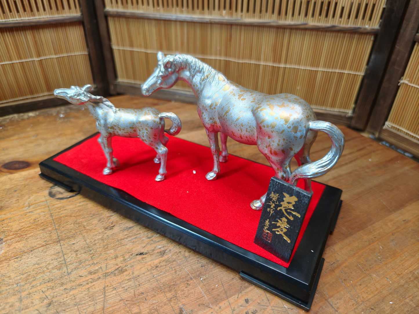 Japanese Vintage Horse Figurine Brass Set Rare Year of the Horse