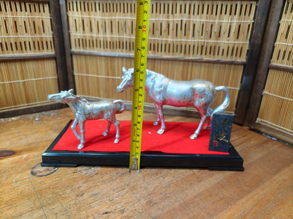 Japanese Vintage Horse Figurine Brass Set Rare Year of the Horse