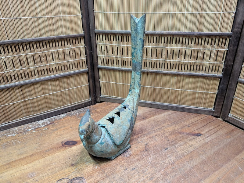 Rare Japanese Kiji Bird Incense Burner Giant Koro Cast Iron Antique