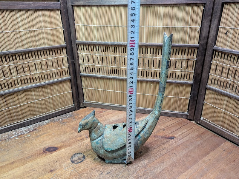Rare Japanese Kiji Bird Incense Burner Giant Koro Cast Iron Antique