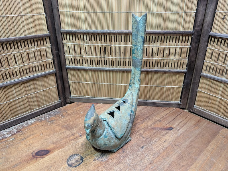 Rare Japanese Kiji Bird Incense Burner Giant Koro Cast Iron Antique