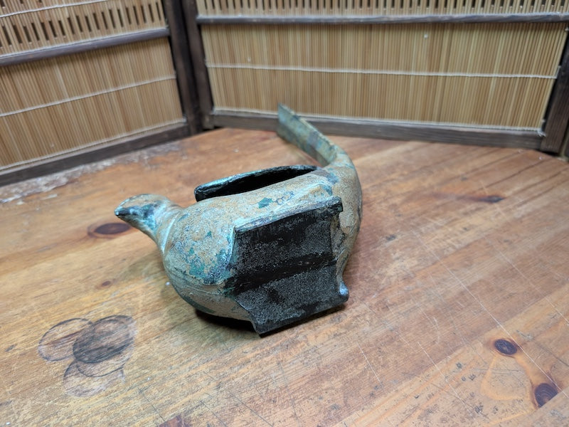 Rare Japanese Kiji Bird Incense Burner Giant Koro Cast Iron Antique