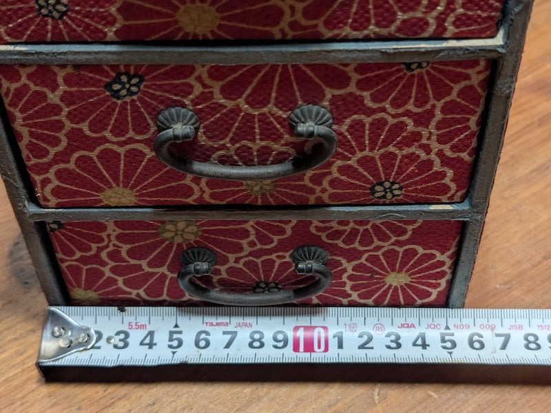 Japanese Vintage Kimono Fabric Drawer Box 1950s Storage Chest Rare Wabi-Sabi Decor