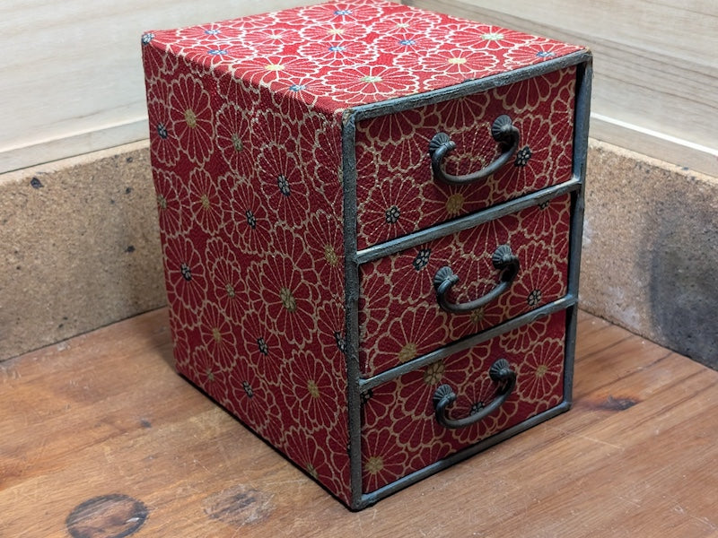 Japanese Vintage Kimono Fabric Drawer Box 1950s Storage Chest Rare Wabi-Sabi Decor
