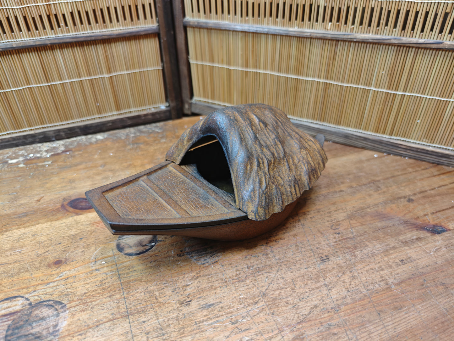Japanese Vintage Nambu Tekki Boat Incense Burner 1970s Cast Iron Japan