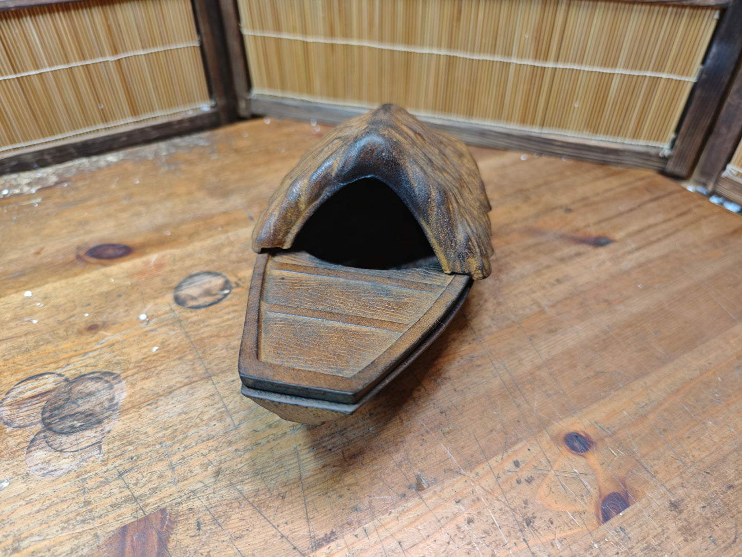 Japanese Vintage Nambu Tekki Boat Incense Burner 1970s Cast Iron Japan