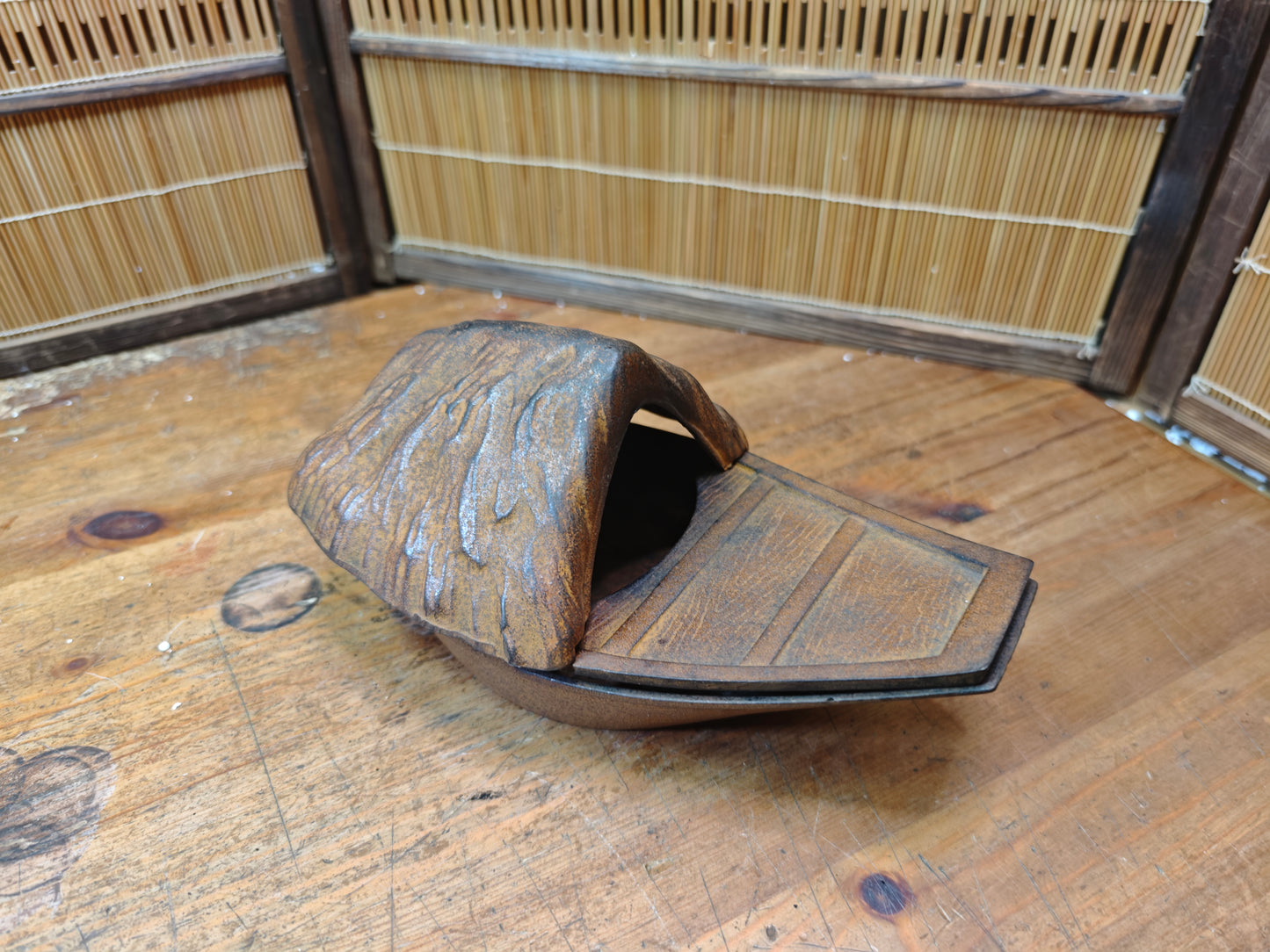 Japanese Vintage Nambu Tekki Boat Incense Burner 1970s Cast Iron Japan