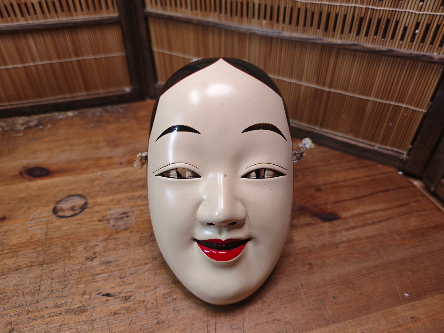 Japanese Vintage Noh Mask Ko-Omote 1950s Wood Signed Female Face Rare