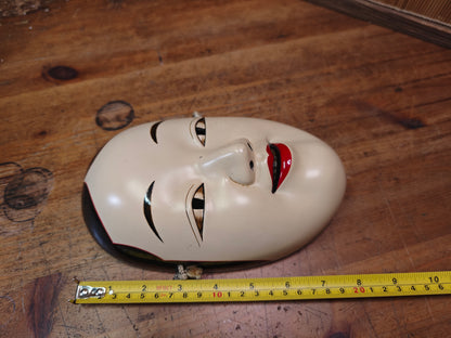 Japanese Vintage Noh Mask Ko-Omote 1950s Wood Signed Female Face Rare