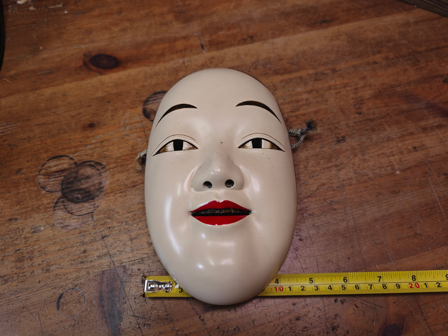 Japanese Vintage Noh Mask Ko-Omote 1950s Wood Signed Female Face Rare