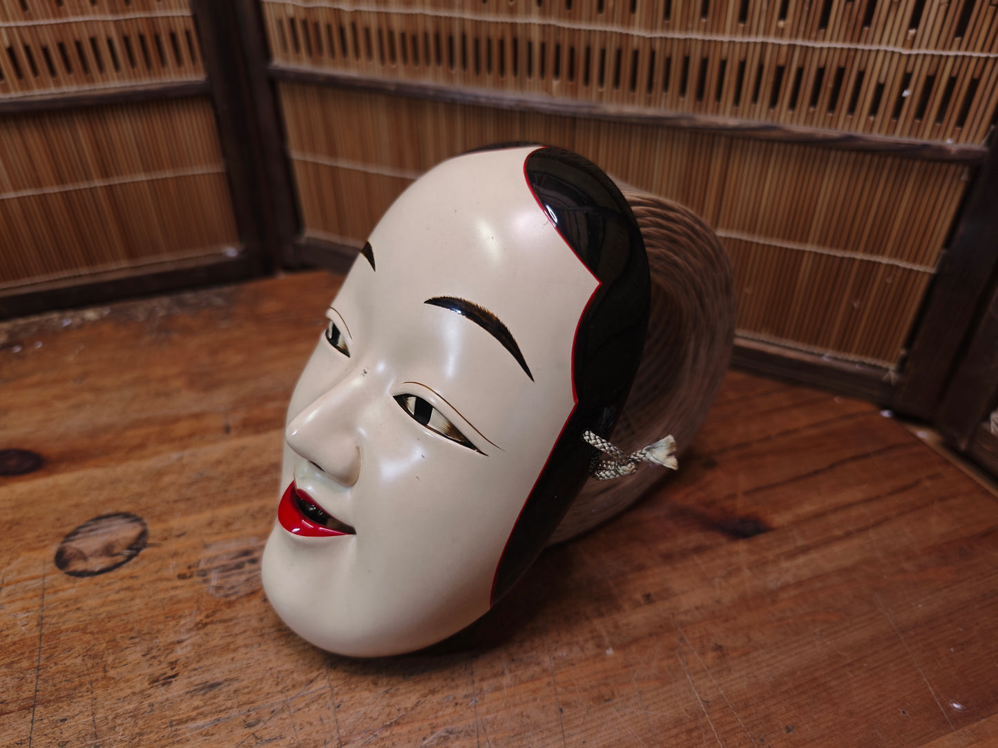Japanese Vintage Noh Mask Ko-Omote 1950s Wood Signed Female Face Rare