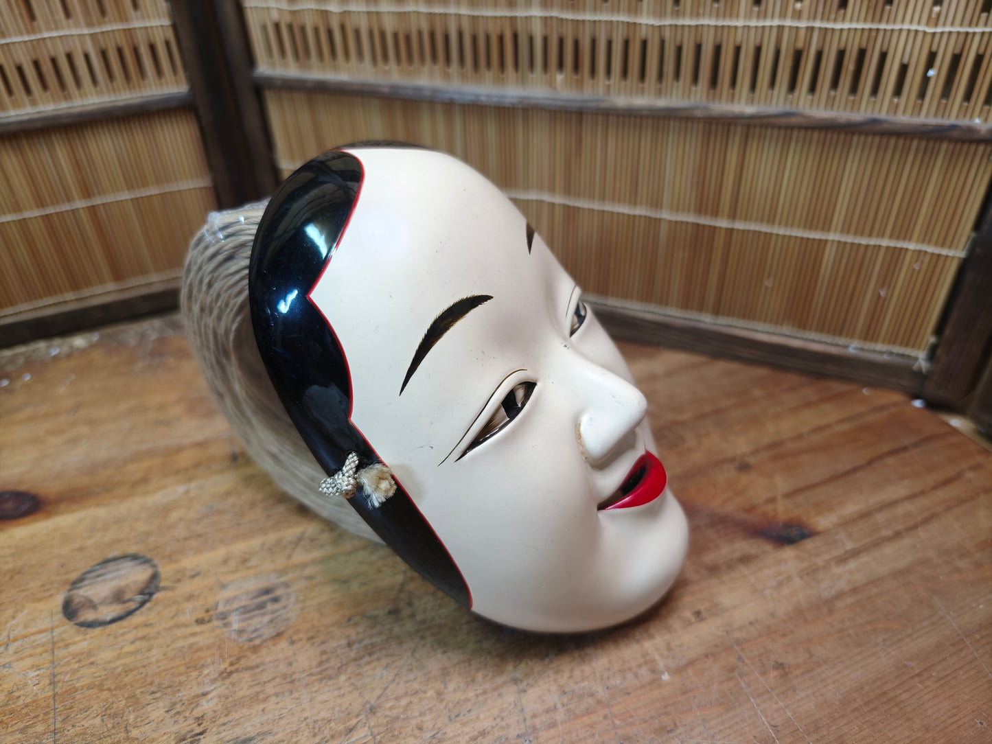 Japanese Vintage Noh Mask Ko-Omote 1950s Wood Signed Female Face Rare