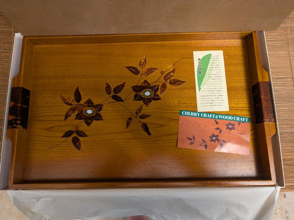 Vintage Japanese Sakura Wood Tray 1970s Sone Kogei Signed
