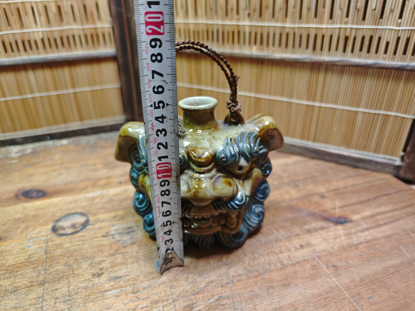 Japanese Vintage Shigaraki Shisa Wall Vase Okinawa Lion Dog Ceramic