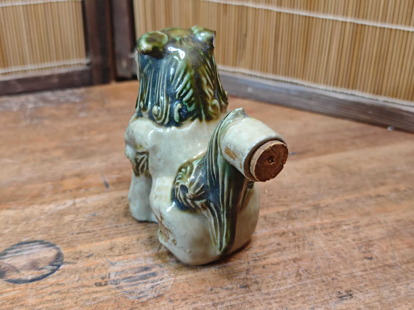 Rare 1970s Okinawa Shisa Sake Bottle Handmade Shigaraki Pottery Japan