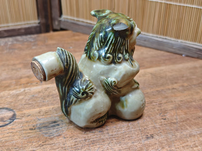 Rare 1970s Okinawa Shisa Sake Bottle Handmade Shigaraki Pottery Japan