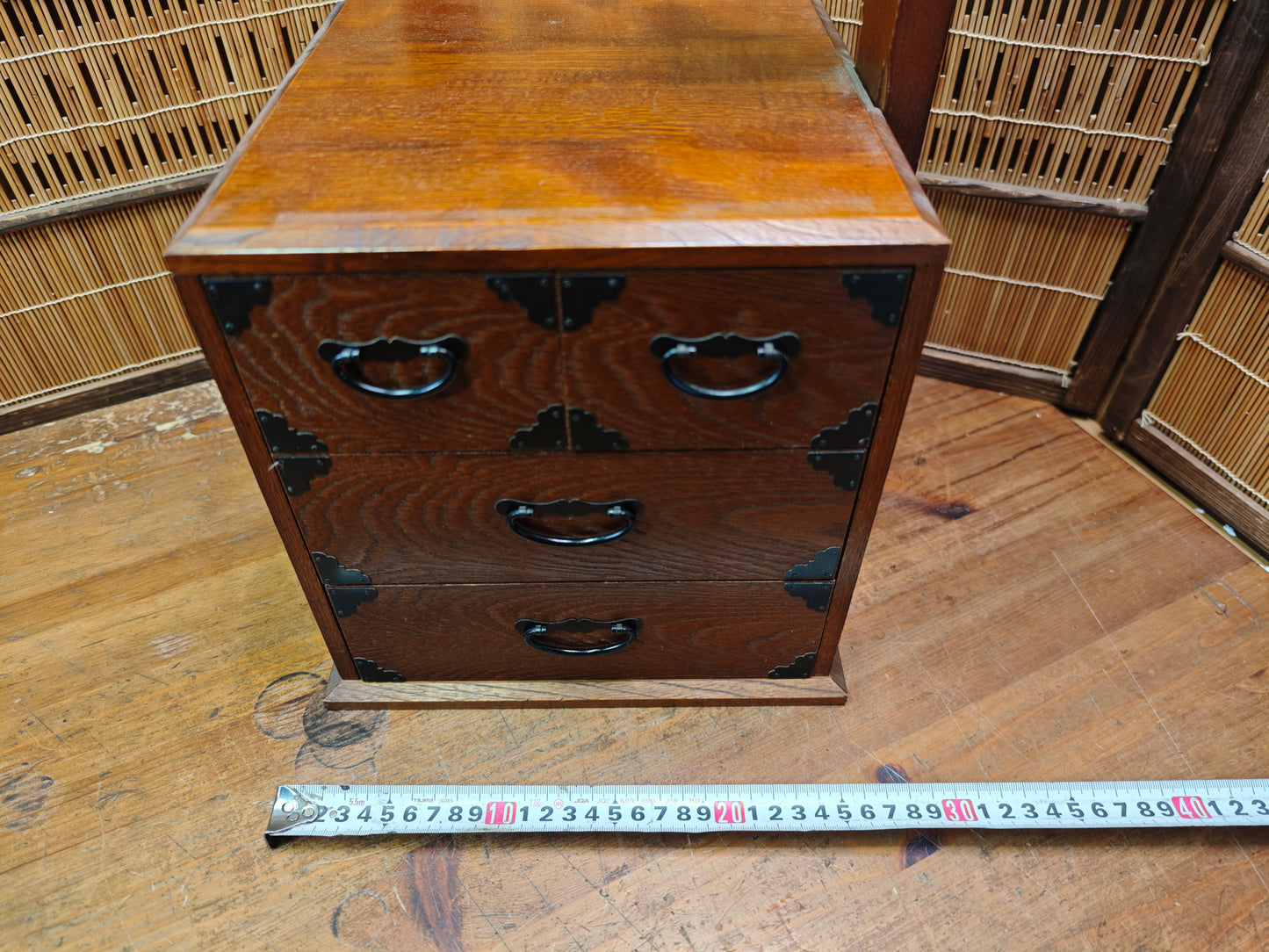 Vintage Japanese Haribako Step Tansu Sewing Box Kiri Wood 1980s Showa Chest
