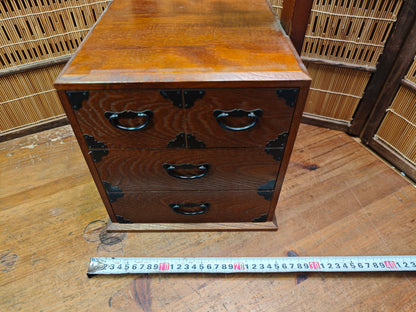 Vintage Japanese Haribako Step Tansu Sewing Box Kiri Wood 1980s Showa Chest