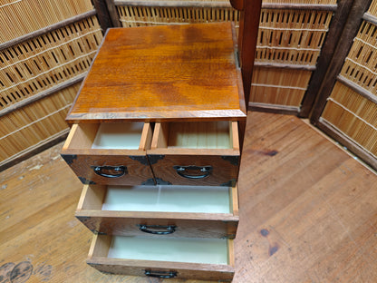 Vintage Japanese Haribako Step Tansu Sewing Box Kiri Wood 1980s Showa Chest
