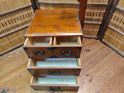 Vintage Japanese Haribako Step Tansu Sewing Box Kiri Wood 1980s Showa Chest