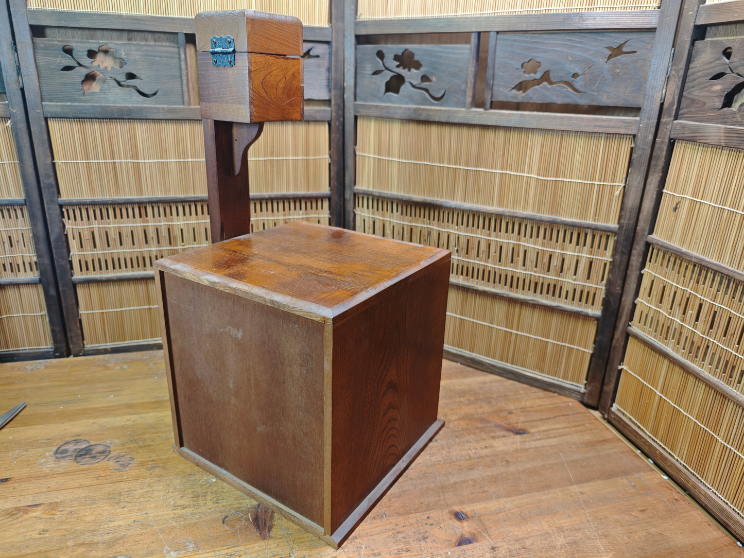 Vintage Japanese Haribako Step Tansu Sewing Box Kiri Wood 1980s Showa Chest