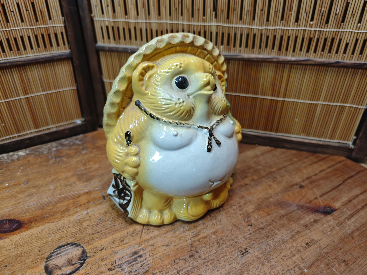 Japanese Vintage Tanuki Shigaraki Ware Pottery Raccoon Dog Statue JP