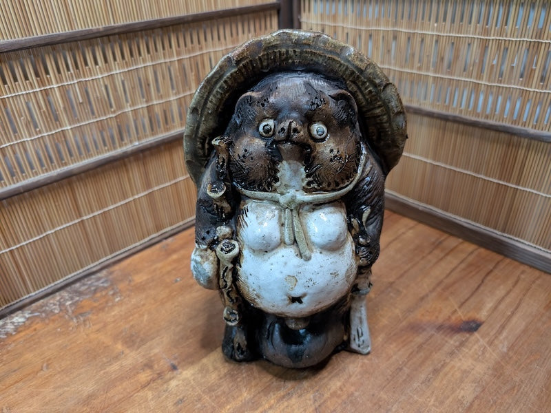 Japanese Vintage Tanuki Statue Shigaraki Pottery Raccoon Dog Japan