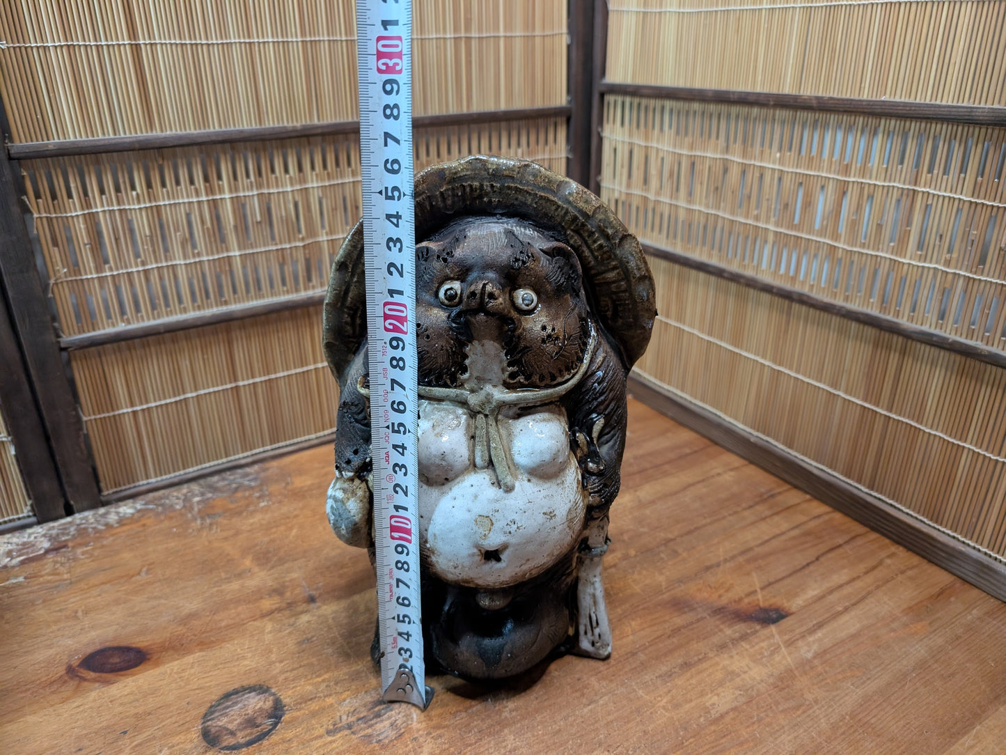 Japanese Vintage Tanuki Statue Shigaraki Pottery Raccoon Dog Japan