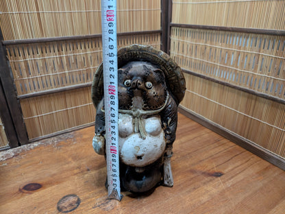 Japanese Vintage Tanuki Statue Shigaraki Pottery Raccoon Dog Japan
