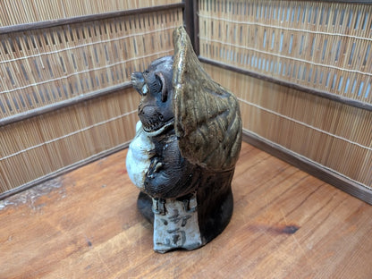 Japanese Vintage Tanuki Statue Shigaraki Pottery Raccoon Dog Japan